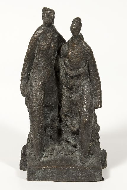 Eyck Ch.H.  | Twee figuren, brons 33,0 x 18,0 cm, gesigneerd op basis en gedateerd 1962