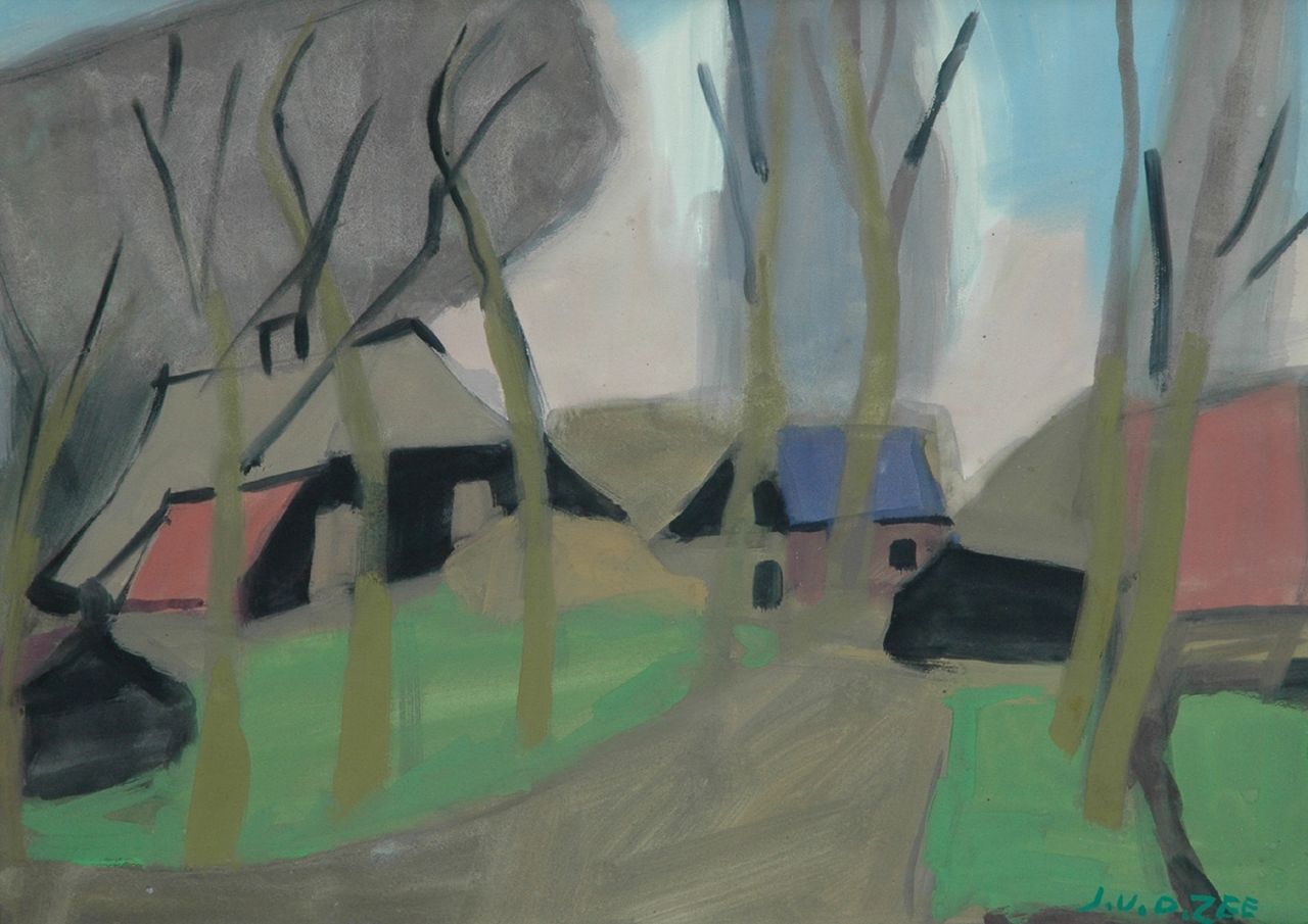 Zee J. van der | Jan van der Zee, Boerderijen, gouache op papier 52,0 x 73,0 cm, gesigneerd rechtsonder