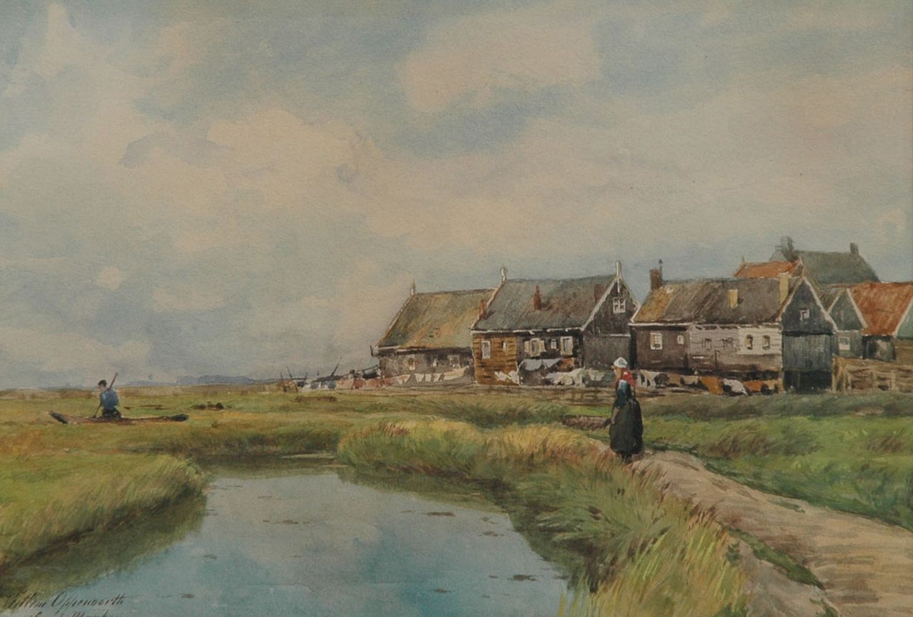 Oppenoorth W.J.  | 'Willem' Johannes Oppenoorth, Op Marken, aquarel op papier 24,8 x 34,9 cm, gesigneerd linksonder