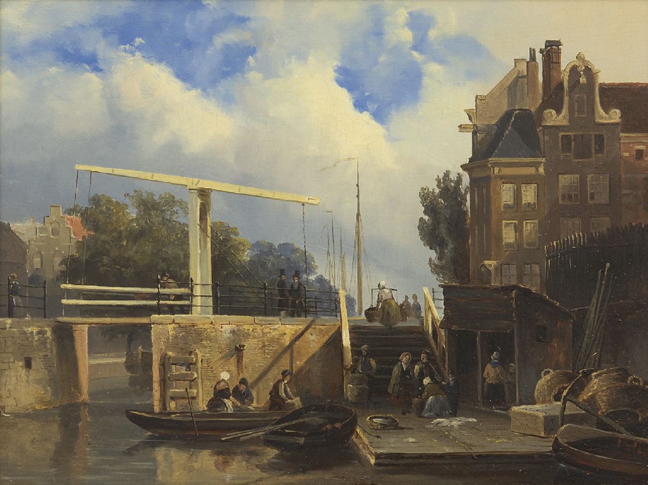 Springer C.  | Cornelis Springer | Schilderijen te koop aangeboden | Gezicht op de Delftse Vaart te Rotterdam (olieverf studie), olieverf op paneel 21,9 x 28,4 cm, 1848