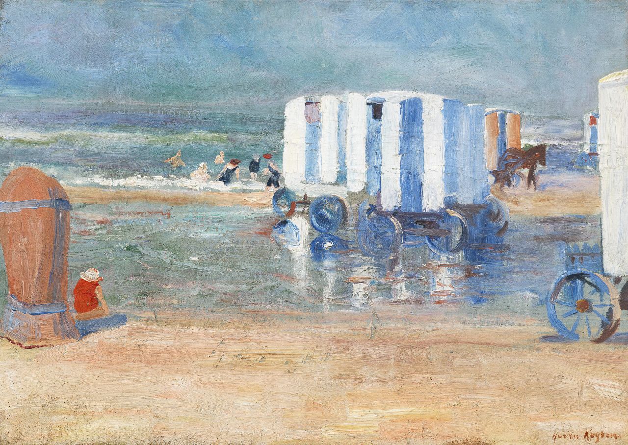 Kuijten H.J.  | Henricus Johannes 'Harrie' Kuijten, Strand met koetsjes, olieverf op doek 38,4 x 54,6 cm, gesigneerd rechtsonder en te dateren 1917