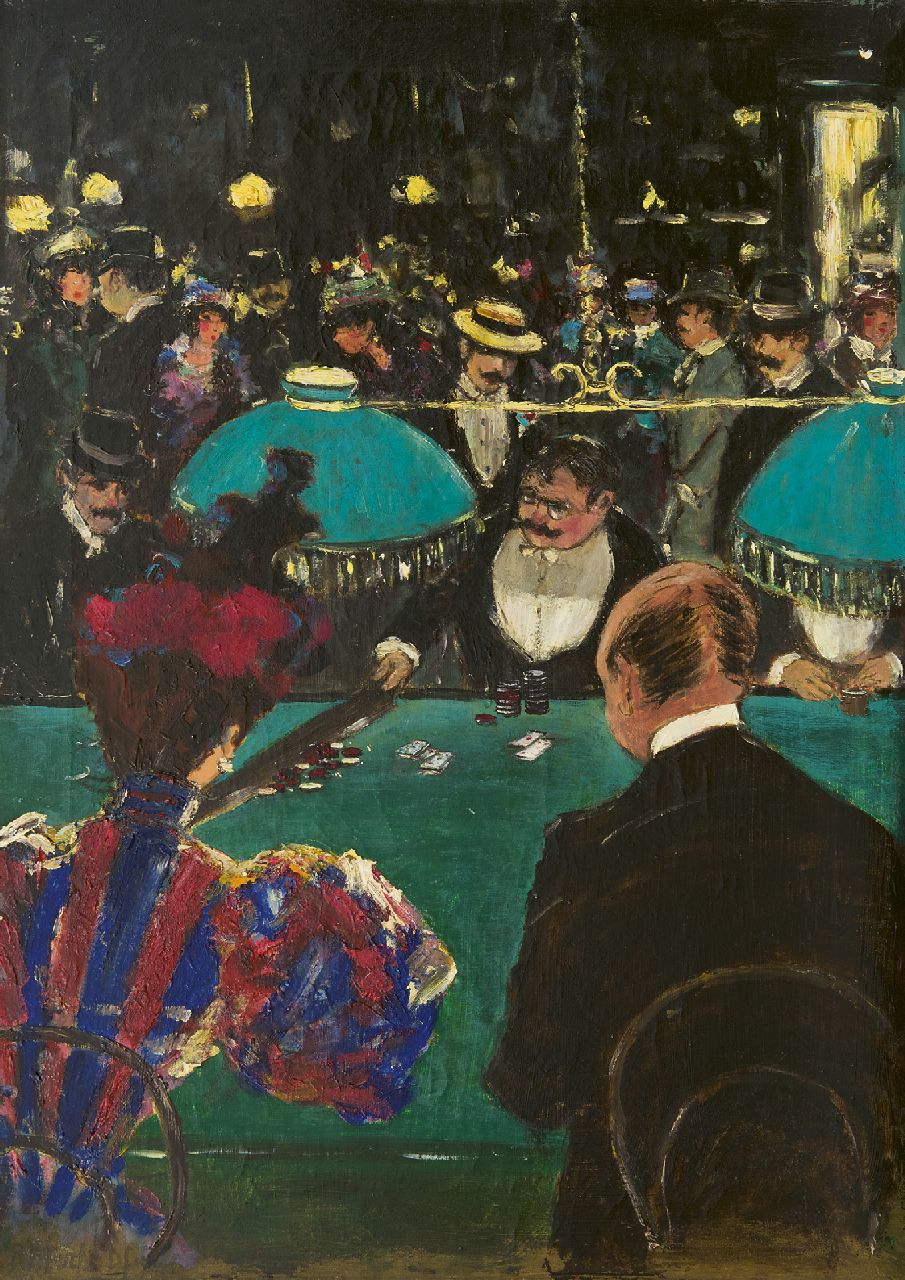 Onbekend   | Onbekend | Schilderijen te koop aangeboden | Casino avond, olieverf op doek 65,0 x 47,2 cm, gesigneerd linksonder 'P.P. Fuchs' en jaren 20-30