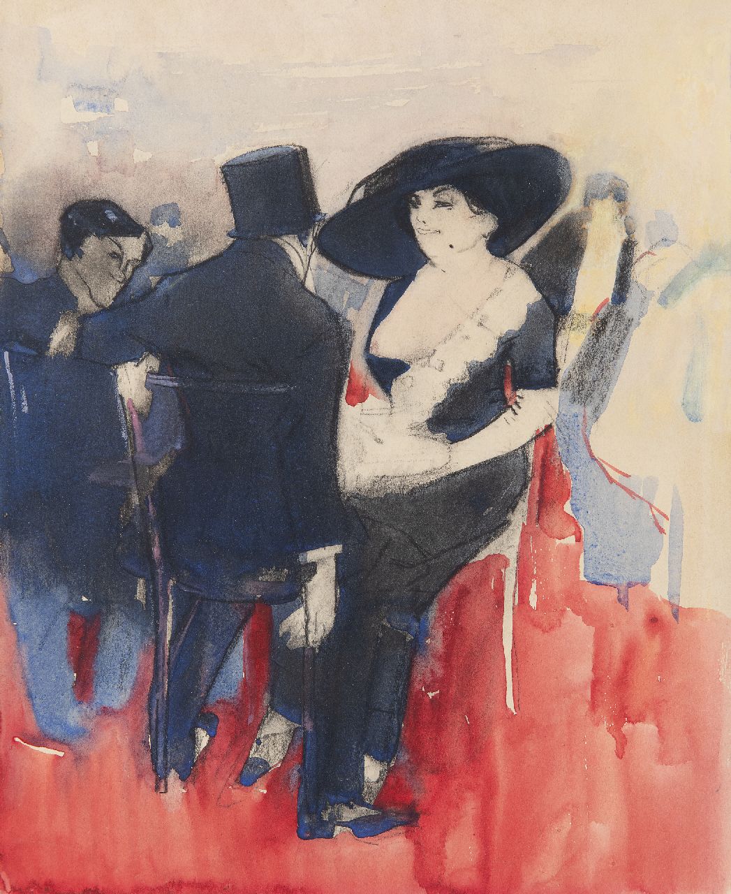 Hem P. van der | Pieter 'Piet' van der Hem | Aquarellen en tekeningen te koop aangeboden | In het café, houtskool en aquarel op papier 33,0 x 27,0 cm Hem P. van der | Pieter 'Piet' van der Hem | Aquarellen en tekeningen te koop aangeboden | In het café, houtskool en aquarel op papier 33,0 x 27,0 cm