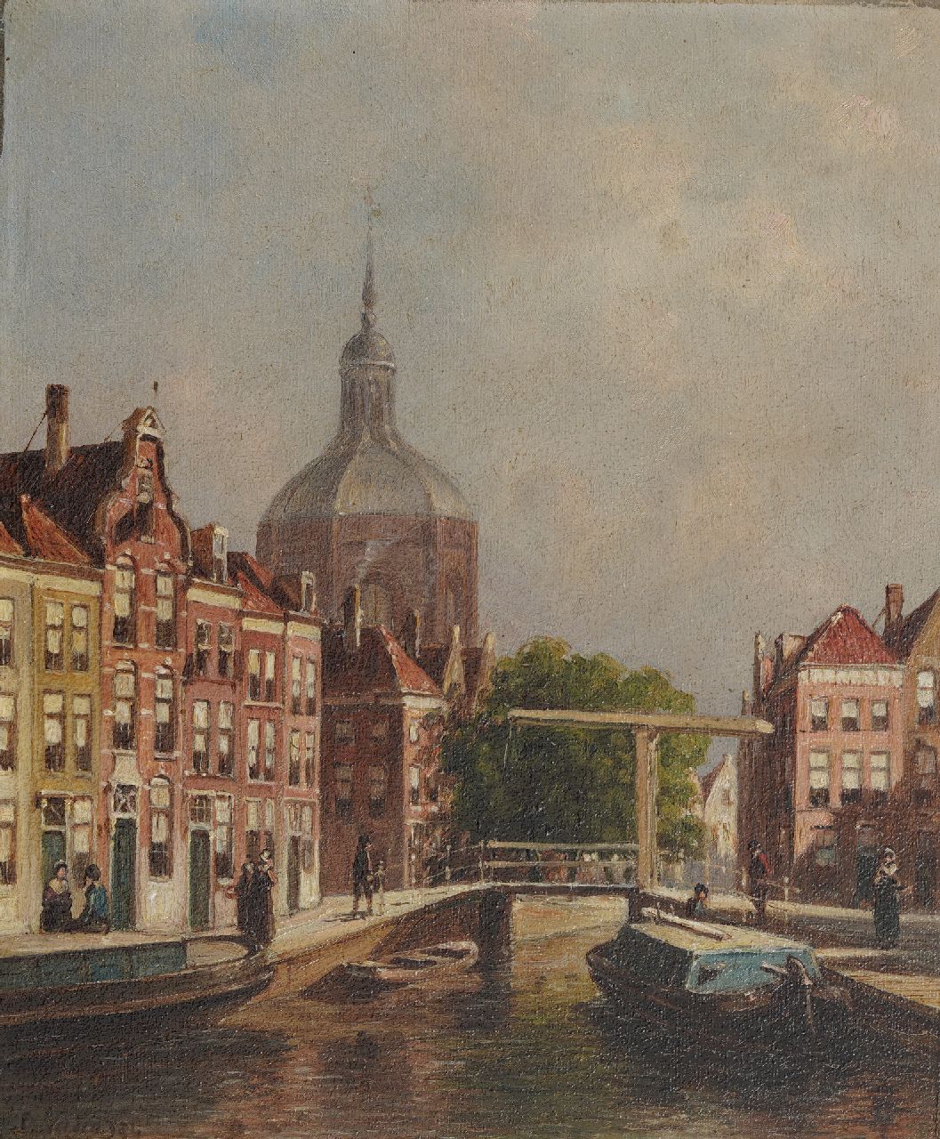 Vertin P.G. | Petrus Gerardus Vertin, Stadsgezicht te Leiden, olieverf op paneel 20,0 x 23,5 cm, gedateerd 1834 Vertin P.G. | Petrus Gerardus Vertin, Stadsgezicht te Leiden, olieverf op paneel 20,0 x 23,5 cm, gedateerd 1834
