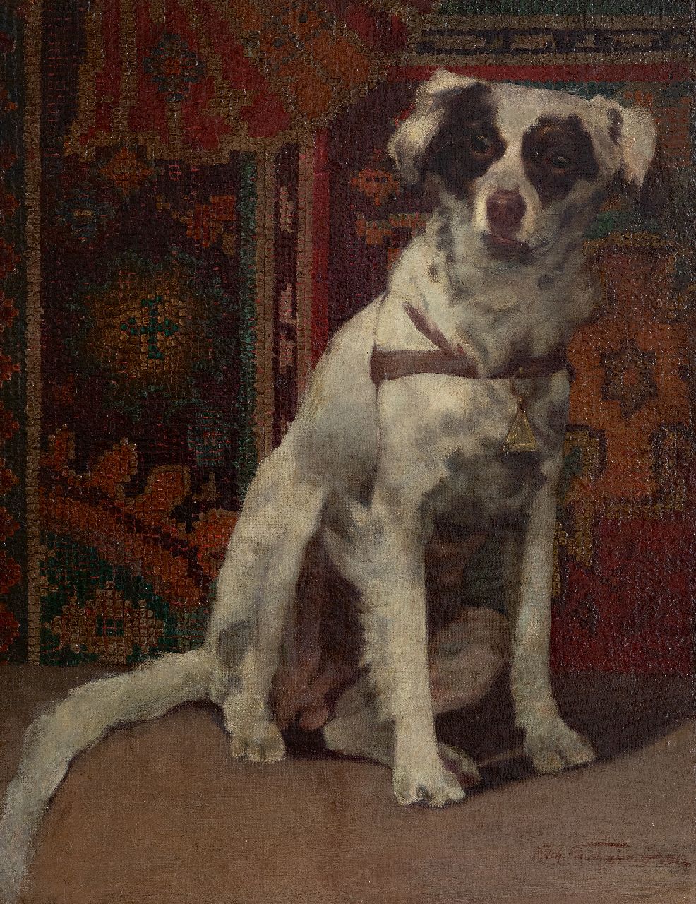 Faulhammer R.  | Richard Faulhammer | Schilderijen te koop aangeboden | Hondenportret, olieverf op doek op board 55,1 x 43,1 cm, gesigneerd rechtsonder en gedateerd 1912