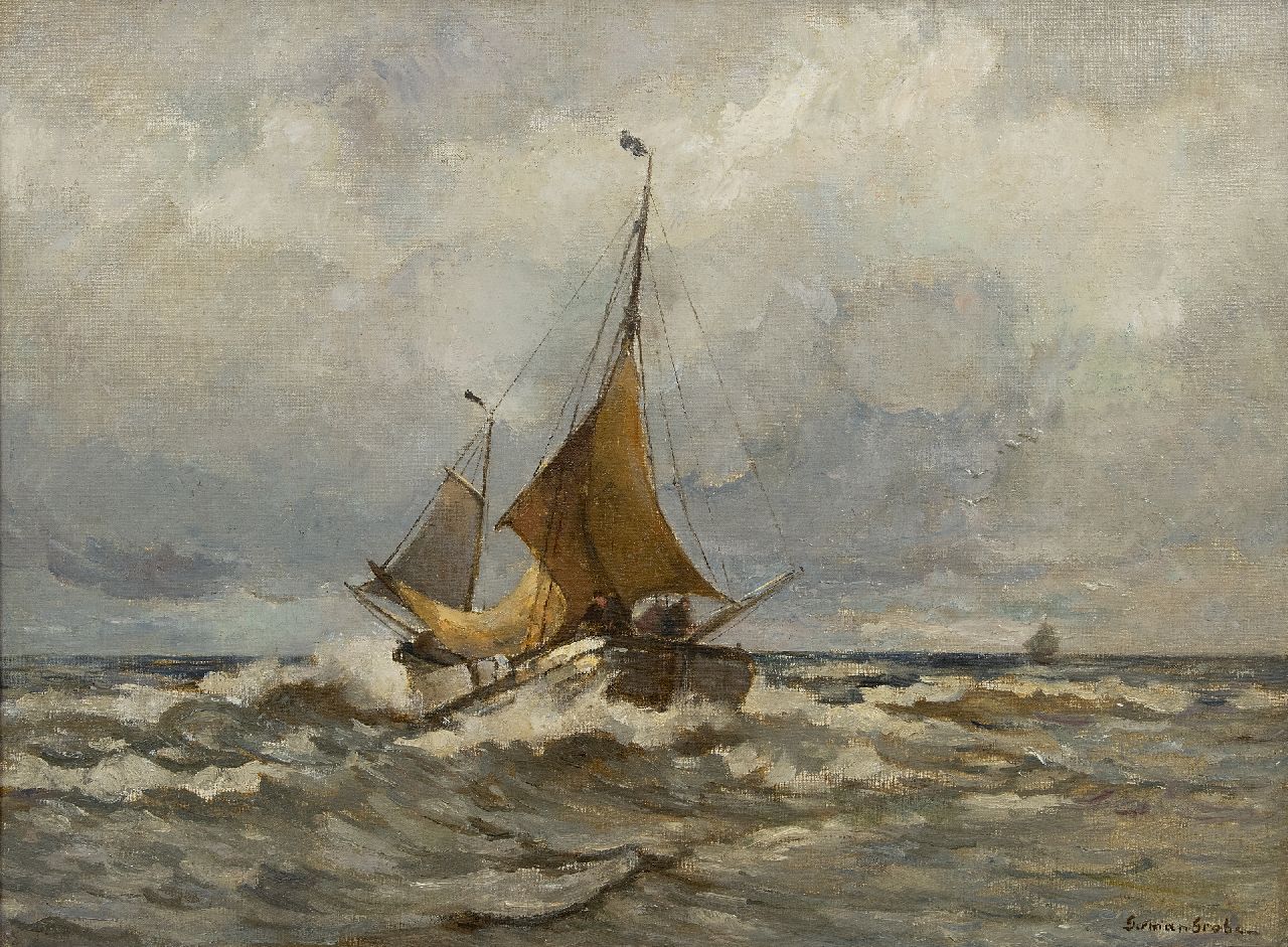 Grobe P.G.  | Philipp 'German' Grobe, Terugkerende bomschuit, olieverf op doek 60,3 x 80,0 cm, gesigneerd rechtsonder
