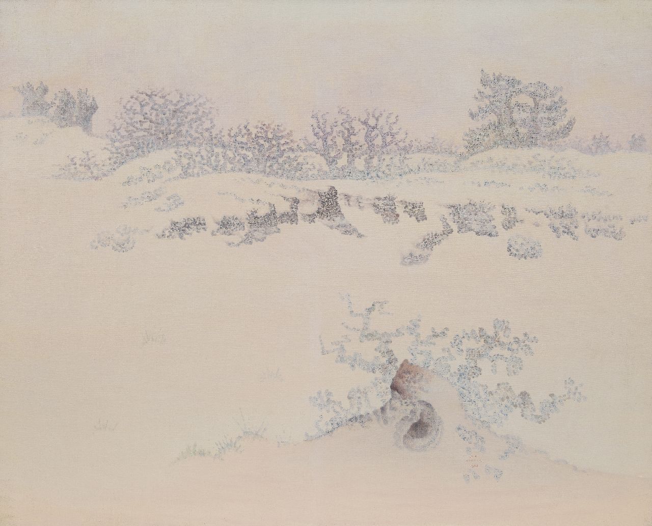 Zondag J.  | Jan Zondag | Schilderijen te koop aangeboden | Winter in Soesterduinen, olieverf op doek 81,3 x 100,4 cm, gesigneerd rechtsonder en verso gedateerd 1937