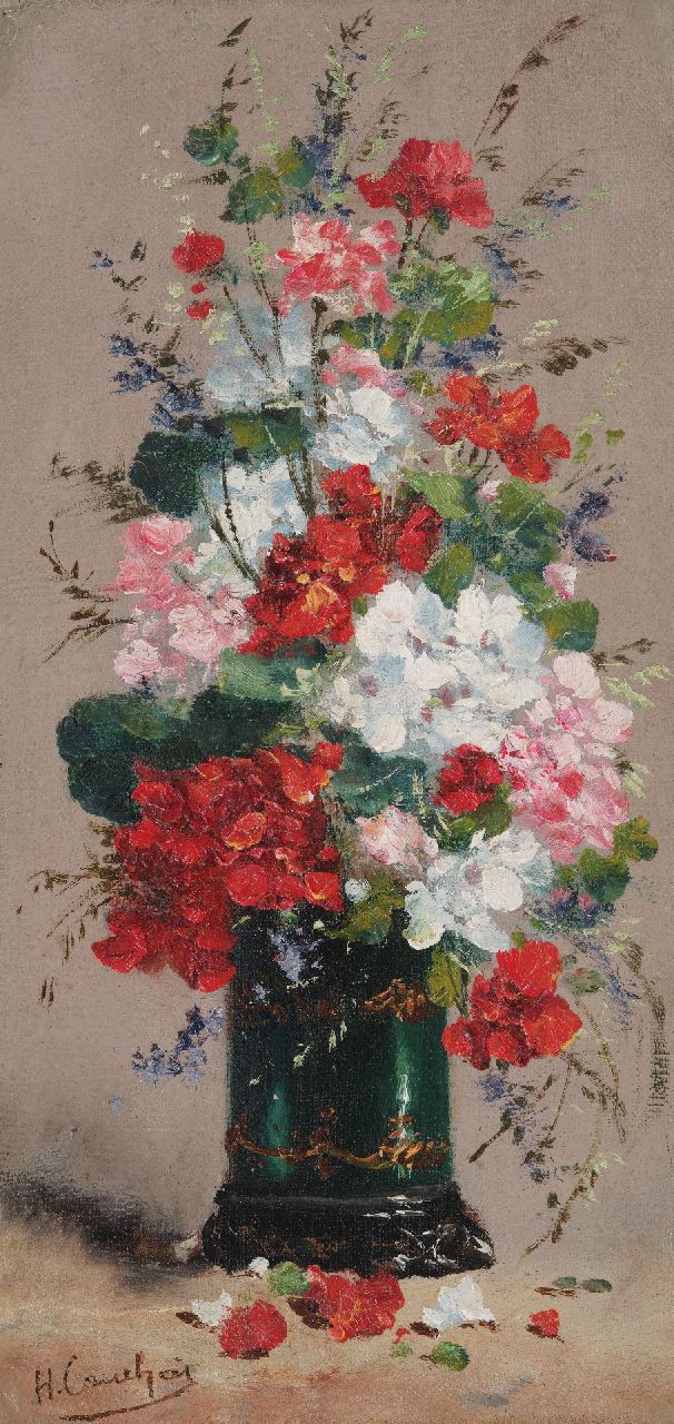 Cauchois E.H.  | Eugène-Henri Cauchois | Gemälde zum Verkauf angeboten | Blumenstillleben, Öl auf Leinwand 36,1 x 17,7 cm, Unterzeichnet u.l. und ohne Rahmen