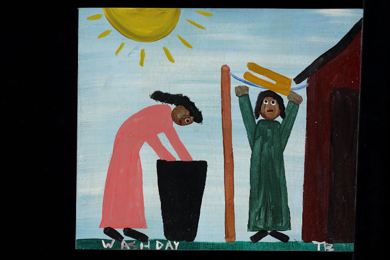 Brown T. | Timothy 'Tim' Brown, Wash day, acryl op paneel 35,0 x 41,0 cm, gesigneerd rechtsonder met initialen Brown T. | Timothy 'Tim' Brown, Wash day, acryl op paneel 35,0 x 41,0 cm, gesigneerd rechtsonder met initialen