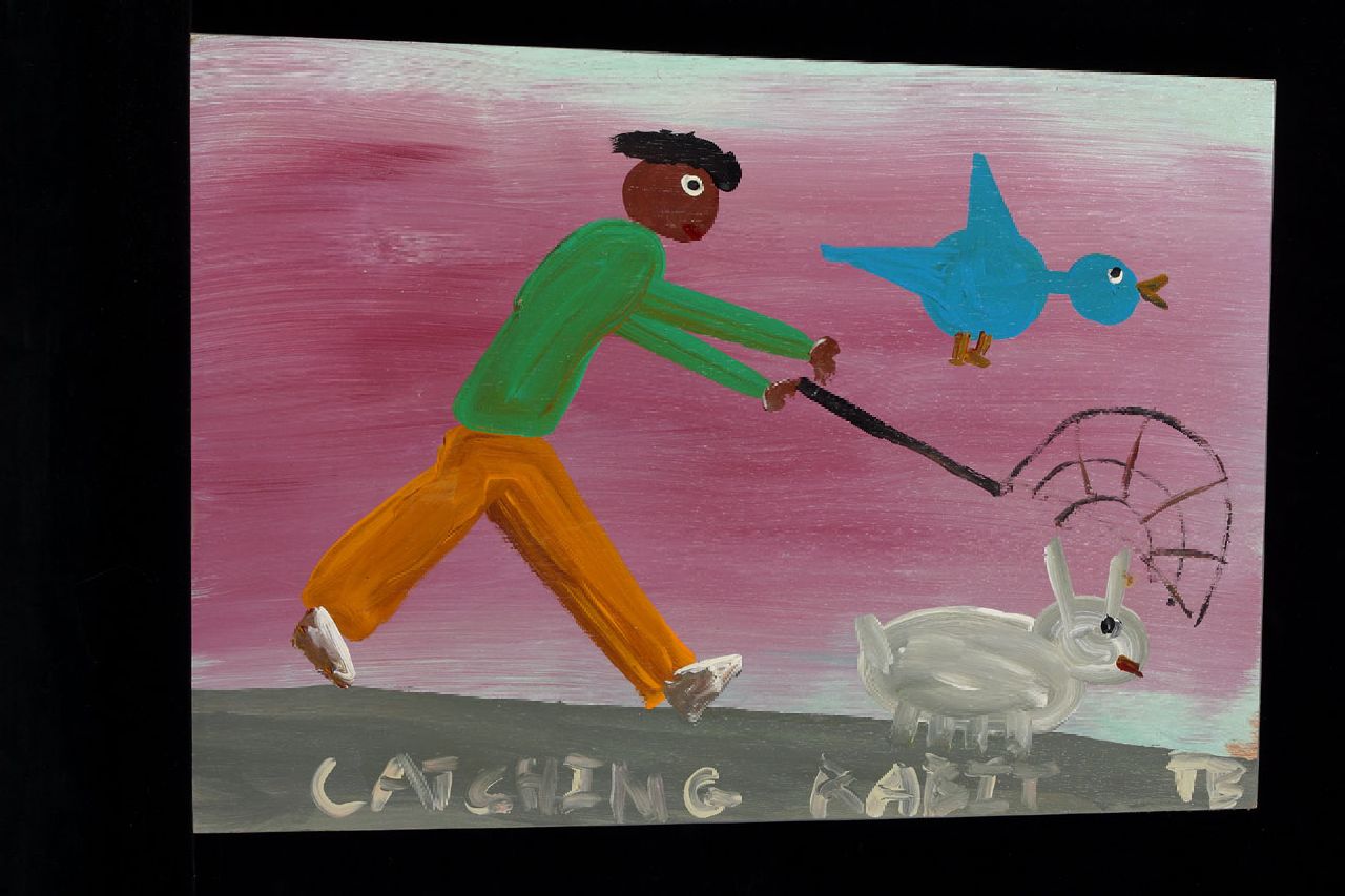 Brown T.  | Timothy 'Tim' Brown, Catching rabit, acryl op paneel 38,0 x 53,0 cm, gesigneerd rechtsonder met initialen