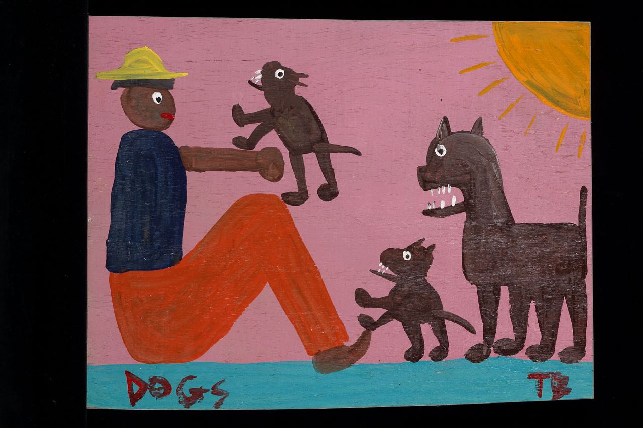 Brown T. | Timothy 'Tim' Brown, Dogs, acryl op paneel 34,0 x 45,0 cm, gesigneerd rechtsonder met initialen Brown T. | Timothy 'Tim' Brown, Dogs, acryl op paneel 34,0 x 45,0 cm, gesigneerd rechtsonder met initialen