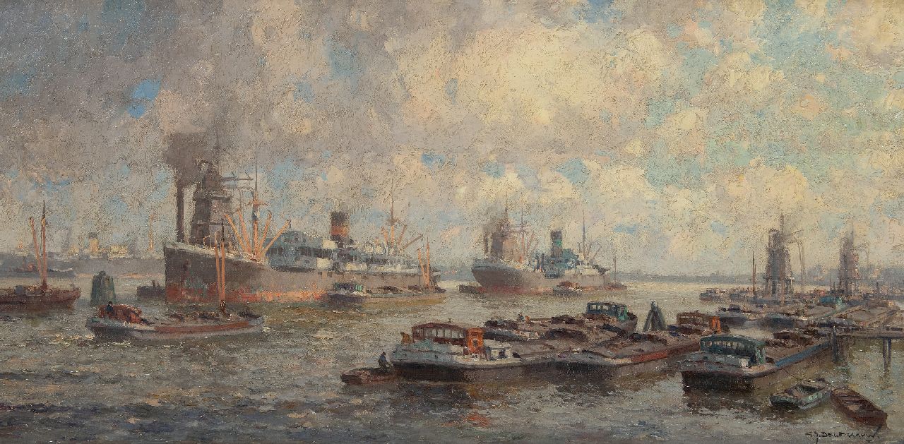 Delfgaauw G.J.  | Gerardus Johannes 'Gerard' Delfgaauw | Gemälde zum Verkauf angeboten | Der Hafen von Rotterdam, Öl auf Leinwand 60,6 x 120,7 cm, Unterzeichnet u.r. und ohne Rahmen