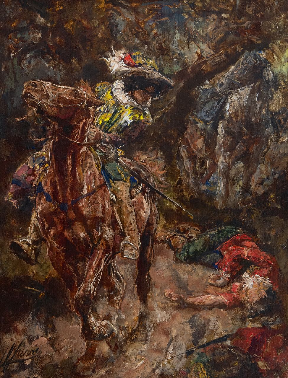 Jurres J.H.  | Johannes Hendricus Jurres, Szene aus Gil Blas, Öl auf Holz 28,4 x 22,0 cm, Unterzeichnet l.u.