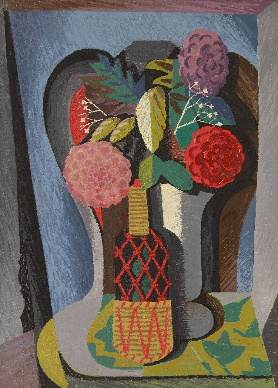 Hunziker F.  | Frieda Hunziker, Stillleben mit Blumen, Öl auf Leinwand 70,2 x 50,4 cm, Unterzeichnet u.l. und datiert 7-1946