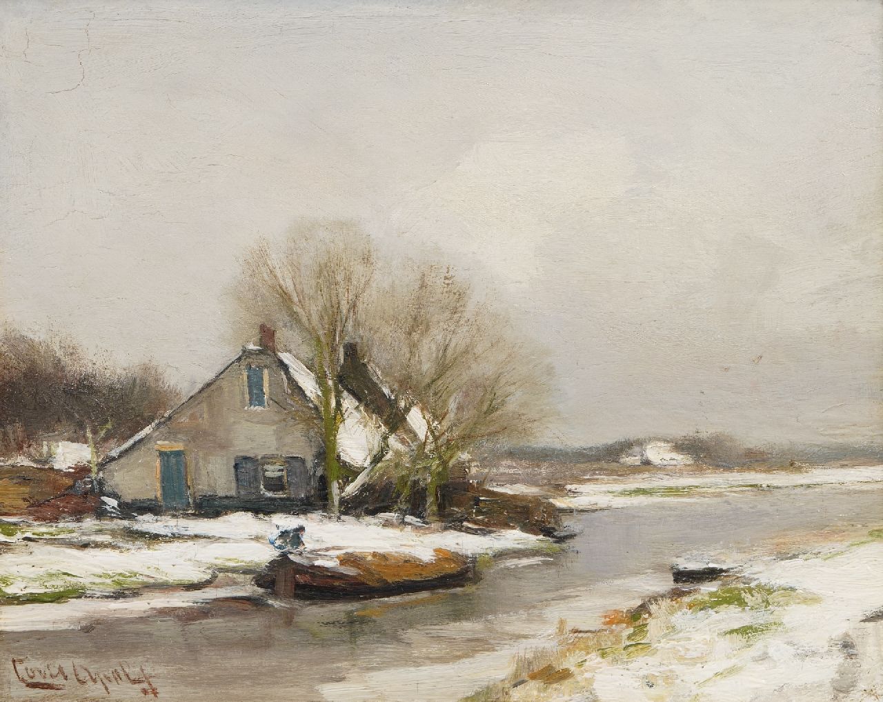 Apol L.F.H. | Lodewijk Franciscus Hendrik 'Louis' Apol | Schilderijen te koop aangeboden | Boerderij in de sneeuw, olieverf op paneel 21,3 x 27,1 cm, gesigneerd linksonder Apol L.F.H. | Lodewijk Franciscus Hendrik 'Louis' Apol | Schilderijen te koop aangeboden | Boerderij in de sneeuw, olieverf op paneel 21,3 x 27,1 cm, gesigneerd linksonder