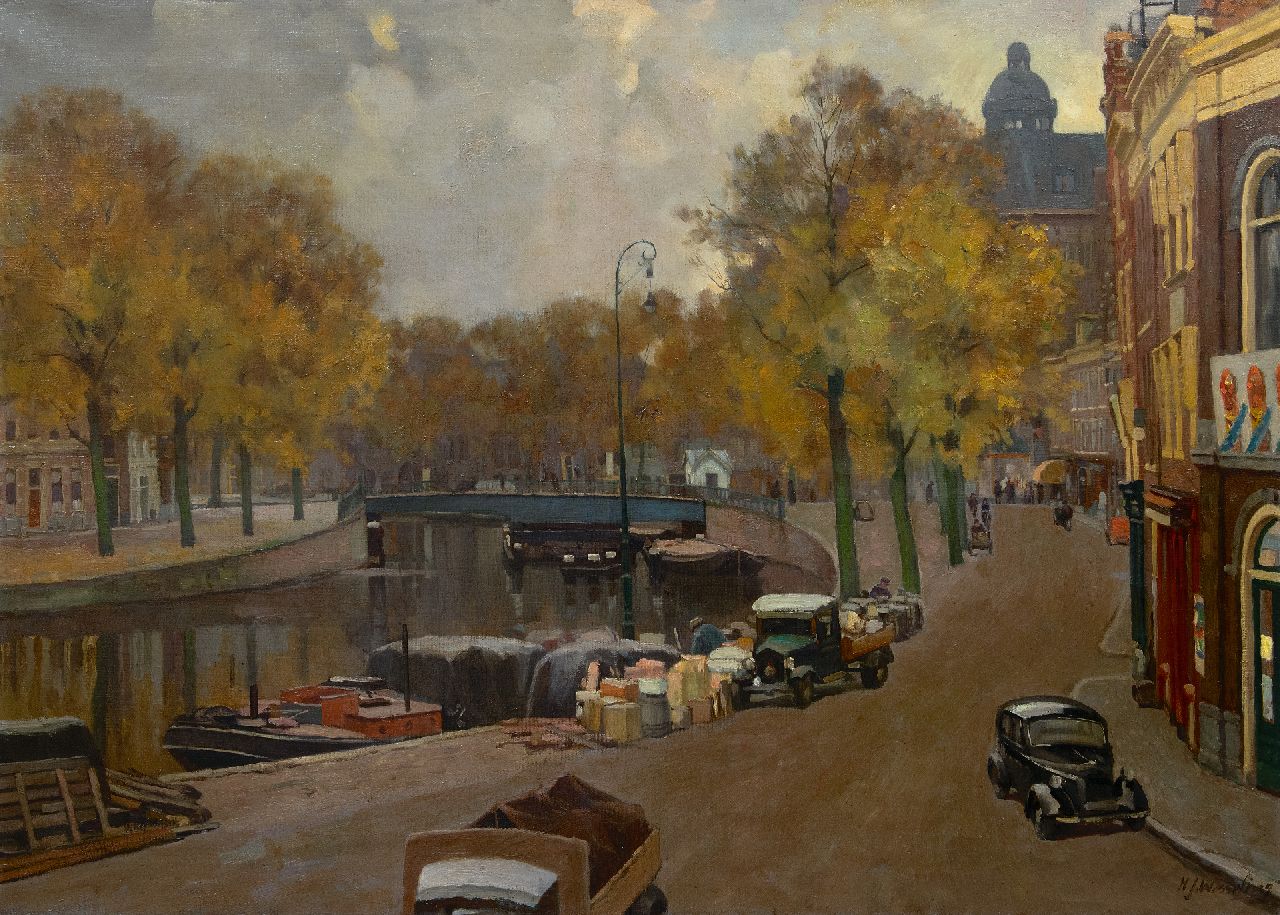Wesseling H.J. | Hendrik Jan Wesseling | Schilderijen te koop aangeboden | Het Spaarne, gezien vanaf de Damstraat, Haarlem, olieverf op doek 80,8 x 110,9 cm, gesigneerd rechtsonder en te dateren jaren 30 Wesseling H.J. | Hendrik Jan Wesseling | Schilderijen te koop aangeboden | Het Spaarne, gezien vanaf de Damstraat, Haarlem, olieverf op doek 80,8 x 110,9 cm, gesigneerd rechtsonder en te dateren jaren 30