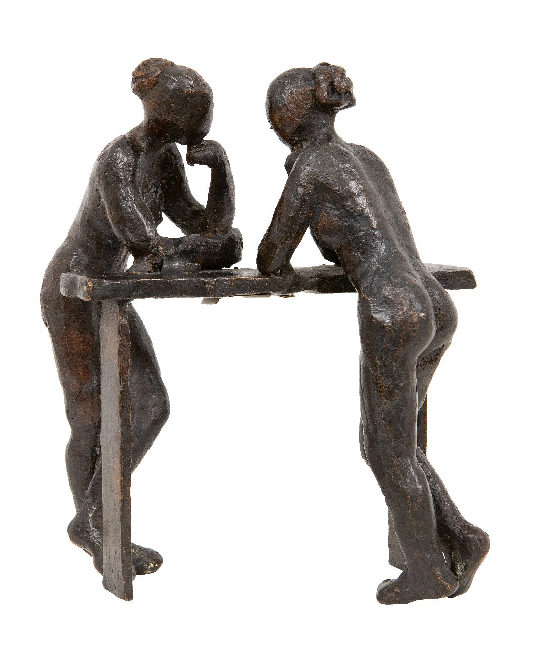 Hoek de Reus E. | Elly Hoek de Reus | Beelden en objecten te koop aangeboden | Goed gesprek, brons 16,4 x 15,6 cm Hoek de Reus E. | Elly Hoek de Reus | Beelden en objecten te koop aangeboden | Goed gesprek, brons 16,4 x 15,6 cm