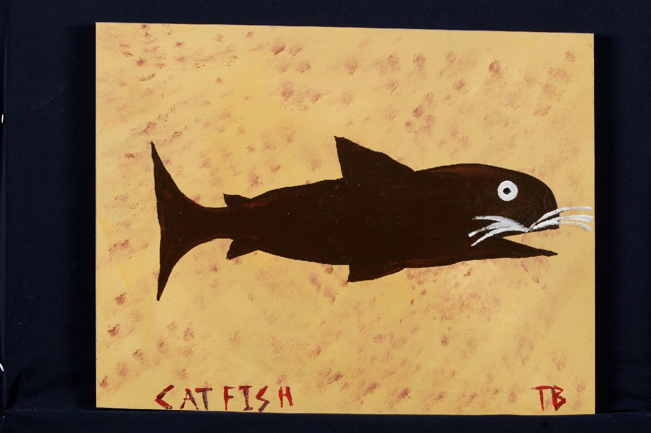 Brown T.  | Timothy 'Tim' Brown, Catfish, acryl op paneel 41,0 x 54,0 cm, gesigneerd rechtsonder met initialen