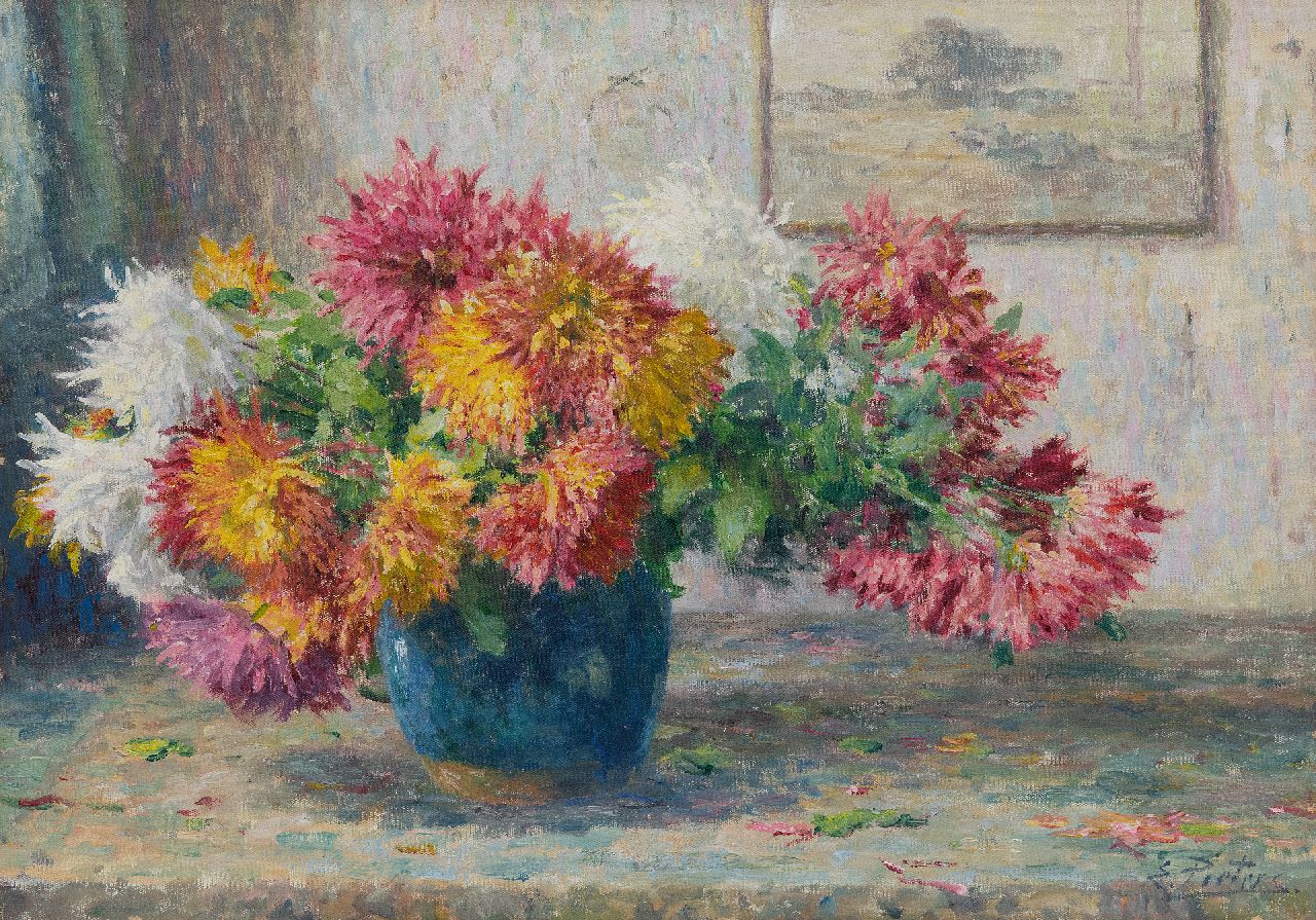 Pieters E. | Evert Pieters | Schilderijen te koop aangeboden | Gemberpot met asters, olieverf op doek 50,1 x 71,1 cm, gesigneerd rechtsonder Pieters E. | Evert Pieters | Schilderijen te koop aangeboden | Gemberpot met asters, olieverf op doek 50,1 x 71,1 cm, gesigneerd rechtsonder