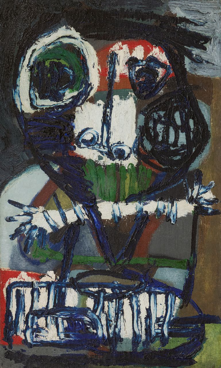 Appel C.K. | Christiaan 'Karel' Appel | Schilderijen te koop aangeboden | Le Roi Mage, olieverf op doek 53,5 x 32,1 cm, gesigneerd linksboven en te dateren 1952-1953 Appel C.K. | Christiaan 'Karel' Appel | Schilderijen te koop aangeboden | Le Roi Mage, olieverf op doek 53,5 x 32,1 cm, gesigneerd linksboven en te dateren 1952-1953