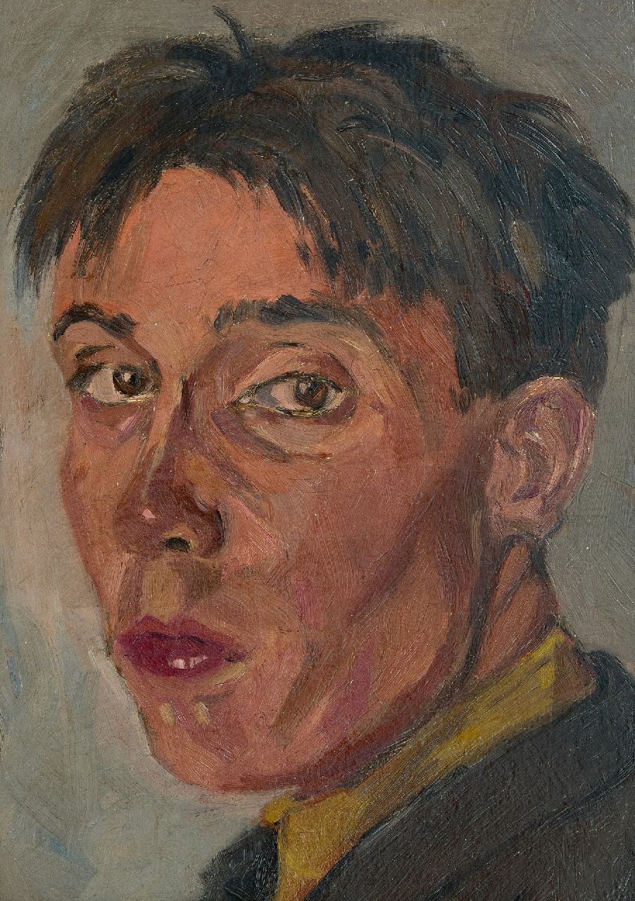Ket D.H.  | Dirk Hendrik 'Dick' Ket, Zelfportret, naar links gewend, olieverf op board 33,5 x 24,0 cm, te dateren ca. 1924