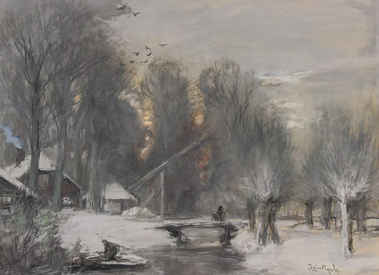 Apol L.F.H.  | Lodewijk Franciscus Hendrik 'Louis' Apol | Aquarellen en tekeningen te koop aangeboden | Besneeuwd landschap, gouache op papier 48,0 x 63,0 cm, gesigneerd rechtsonder
