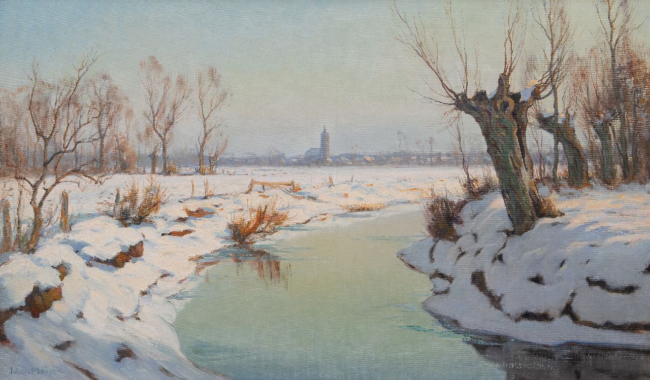 Meijer J. | Johannes 'Johan' Meijer | Schilderijen te koop aangeboden | Winterlandschap bij Blaricum, olieverf op doek 60,3 x 100,1 cm, gesigneerd linksonder Meijer J. | Johannes 'Johan' Meijer | Schilderijen te koop aangeboden | Winterlandschap bij Blaricum, olieverf op doek 60,3 x 100,1 cm, gesigneerd linksonder