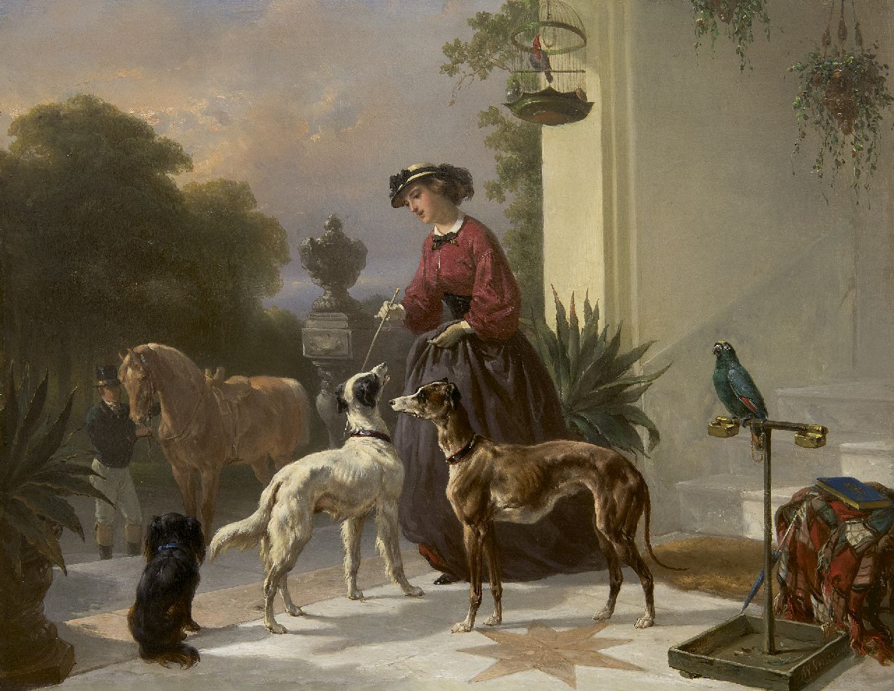 Verschuur W. | Wouterus Verschuur, Na de rit, olieverf op paneel 34,5 x 45,0 cm, gesigneerd rechtsonder Verschuur W. | Wouterus Verschuur, Na de rit, olieverf op paneel 34,5 x 45,0 cm, gesigneerd rechtsonder