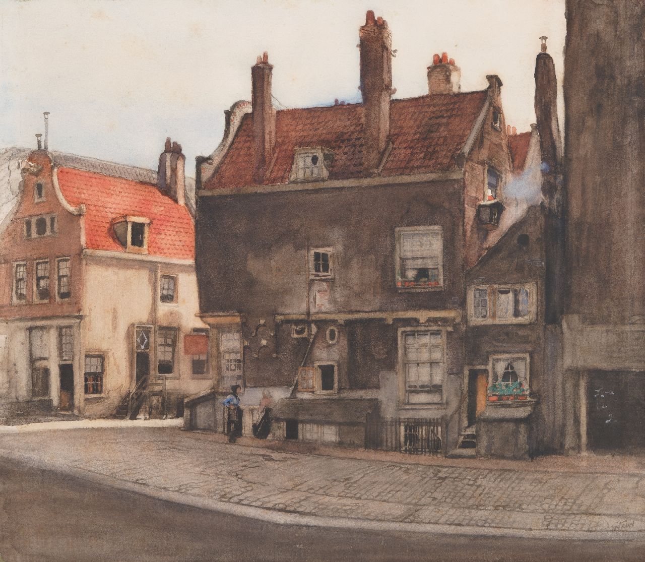 Witsen W.A. | 'Willem' Arnold Witsen | Aquarellen en tekeningen te koop aangeboden | De Kromboomssloot in Amsterdam, aquarel op papier op board 54,4 x 62,2 cm, gesigneerd rechtsonder en te dateren ca. 1907-1908 Witsen W.A. | 'Willem' Arnold Witsen | Aquarellen en tekeningen te koop aangeboden | De Kromboomssloot in Amsterdam, aquarel op papier op board 54,4 x 62,2 cm, gesigneerd rechtsonder en te dateren ca. 1907-1908