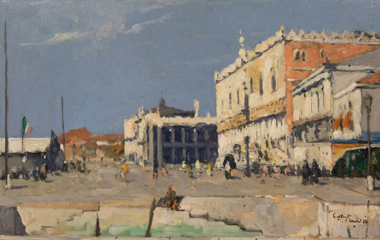 Vlist L. van der | Leendert van der Vlist | Schilderijen te koop aangeboden | Gezicht in Venetië met het Dogepaleis, olieverf op doek 32,8 x 50,4 cm, gesigneerd rechtsonder en gedateerd '24 Vlist L. van der | Leendert van der Vlist | Schilderijen te koop aangeboden | Gezicht in Venetië met het Dogepaleis, olieverf op doek 32,8 x 50,4 cm, gesigneerd rechtsonder en gedateerd '24