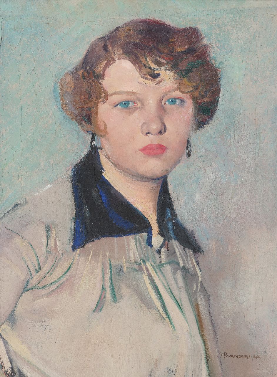 Hem P. van der | Pieter 'Piet' van der Hem | Schilderijen te koop aangeboden | Portret van een jonge vrouw, olieverf op doek 60,4 x 45,9 cm, gesigneerd rechtsonder Hem P. van der | Pieter 'Piet' van der Hem | Schilderijen te koop aangeboden | Portret van een jonge vrouw, olieverf op doek 60,4 x 45,9 cm, gesigneerd rechtsonder