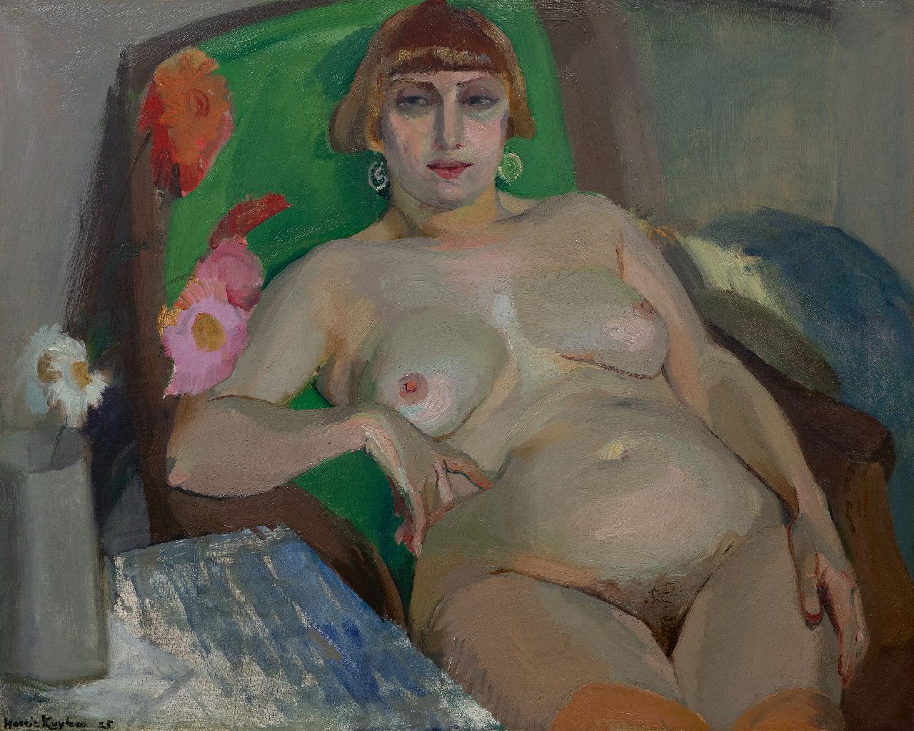 Kuijten H.J. | Henricus Johannes 'Harrie' Kuijten, Vrouwelijk naakt, olieverf op doek 66,2 x 81,0 cm, gesigneerd linksonder en gedateerd '25 VERKOCHT Kuijten H.J. | Henricus Johannes 'Harrie' Kuijten, Vrouwelijk naakt, olieverf op doek 66,2 x 81,0 cm, gesigneerd linksonder en gedateerd '25 VERKOCHT