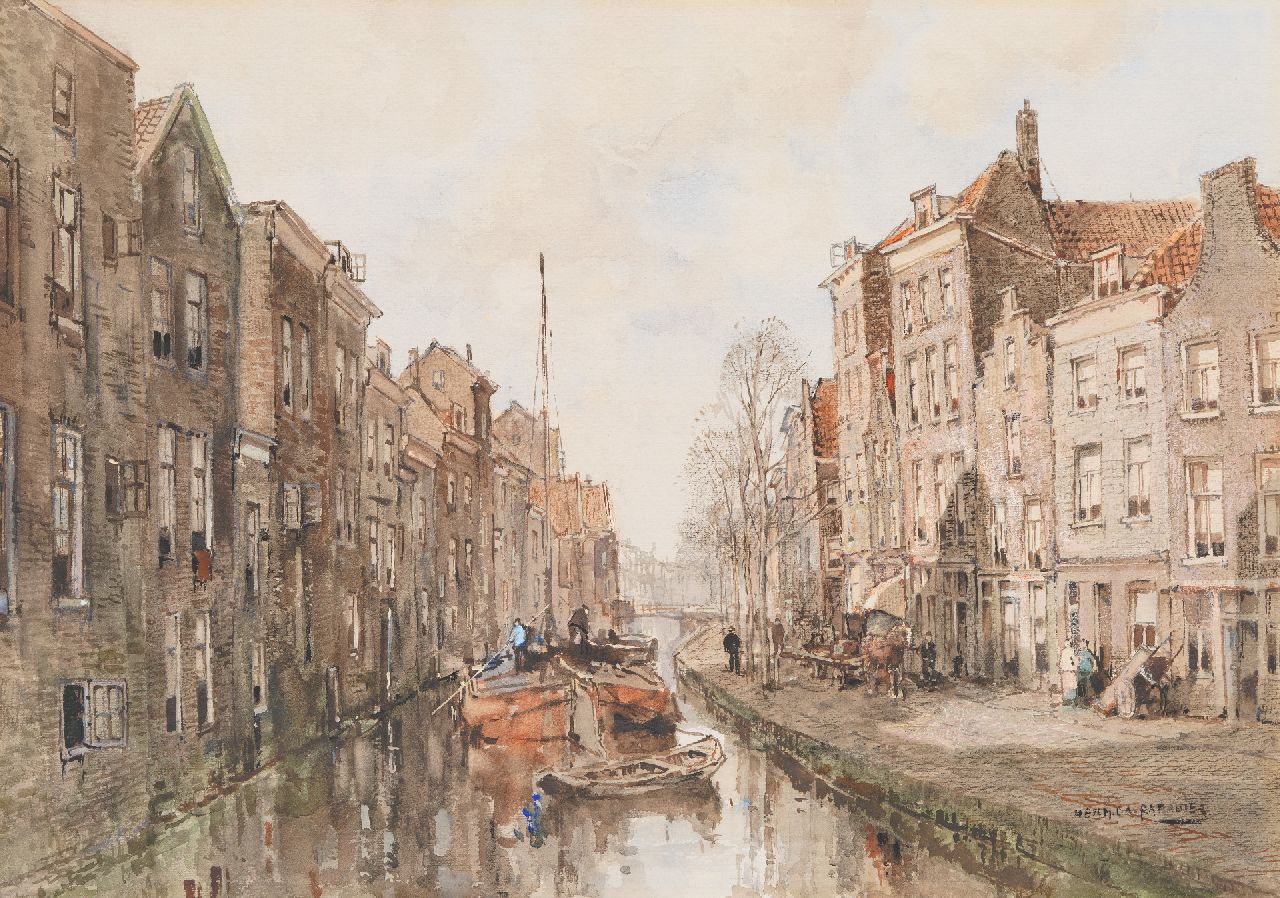 Herman Cornelis Adolf Paradies | Gezicht op het Schie te Schiedam, aquarel op papier, 49,3 x 69,8 cm, gesigneerd r.o. Herman Cornelis Adolf Paradies | Gezicht op het Schie te Schiedam, aquarel op papier, 49,3 x 69,8 cm, gesigneerd r.o.