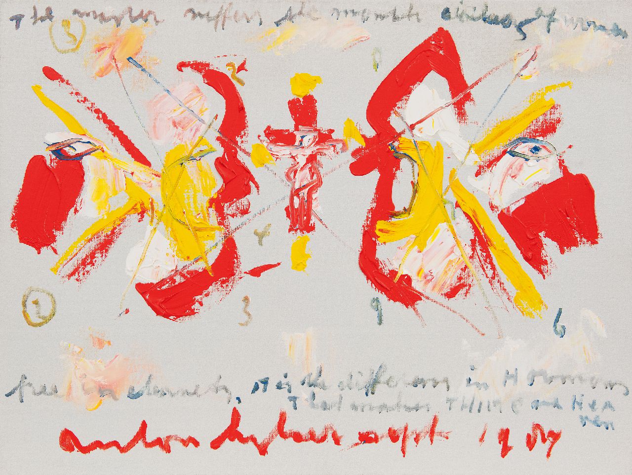 Heyboer A. | Anton Heyboer | Schilderijen te koop aangeboden | Overleg, acryl op doek 60,0 x 80,2 cm, gesigneerd middenonder en gedateerd 1987 Heyboer A. | Anton Heyboer | Schilderijen te koop aangeboden | Overleg, acryl op doek 60,0 x 80,2 cm, gesigneerd middenonder en gedateerd 1987
