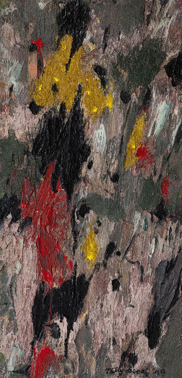 Boers W.H.F. | 'Willy' Herman Friederich Boers, Stil bewegen, olieverf op masoniet 61,5 x 29,5 cm, gesigneerd rechtsonder en gedateerd '57 Boers W.H.F. | 'Willy' Herman Friederich Boers, Stil bewegen, olieverf op masoniet 61,5 x 29,5 cm, gesigneerd rechtsonder en gedateerd '57