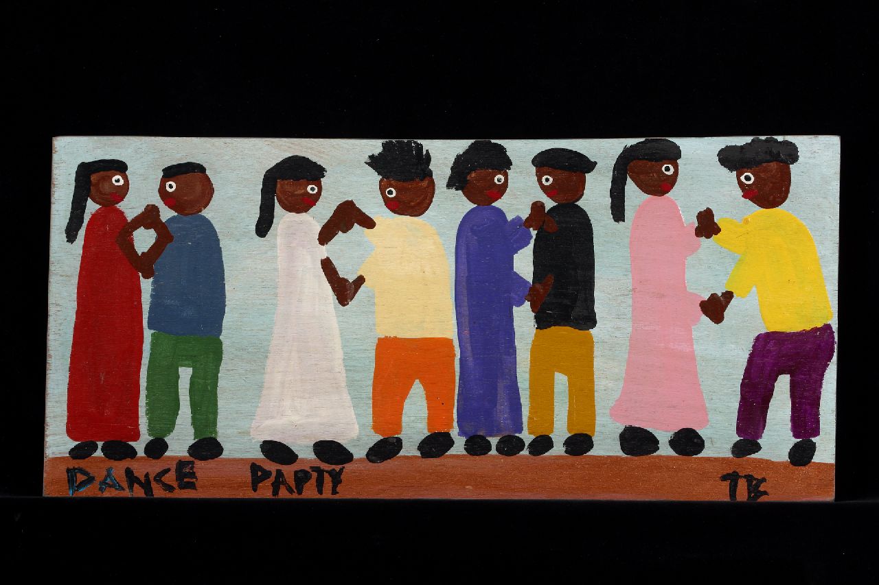 Brown T. | Timothy 'Tim' Brown, Dance party, acryl op paneel 26,2 x 55,7 cm, gesigneerd rechtsonder met initialen Brown T. | Timothy 'Tim' Brown, Dance party, acryl op paneel 26,2 x 55,7 cm, gesigneerd rechtsonder met initialen