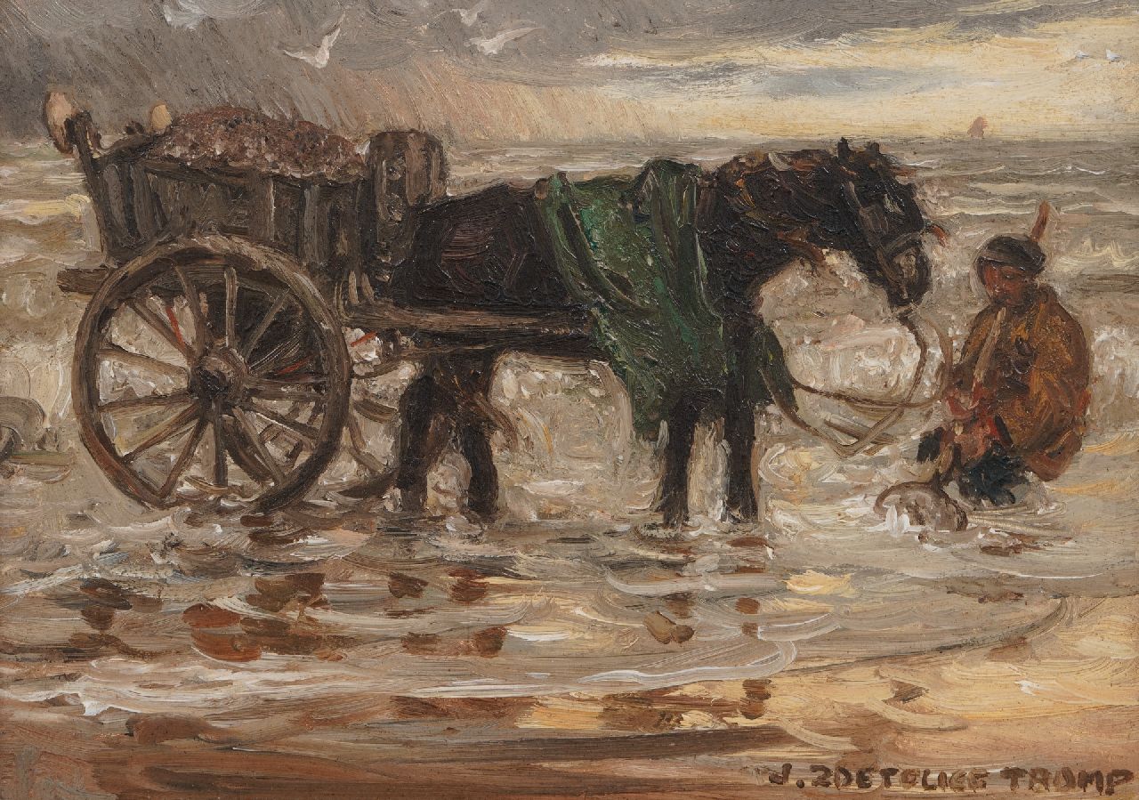 Zoetelief Tromp J.  | Johannes 'Jan' Zoetelief Tromp | Schilderijen te koop aangeboden | Schelpenvisser, olieverf op doek 18,0 x 25,8 cm, gesigneerd rechtsonder