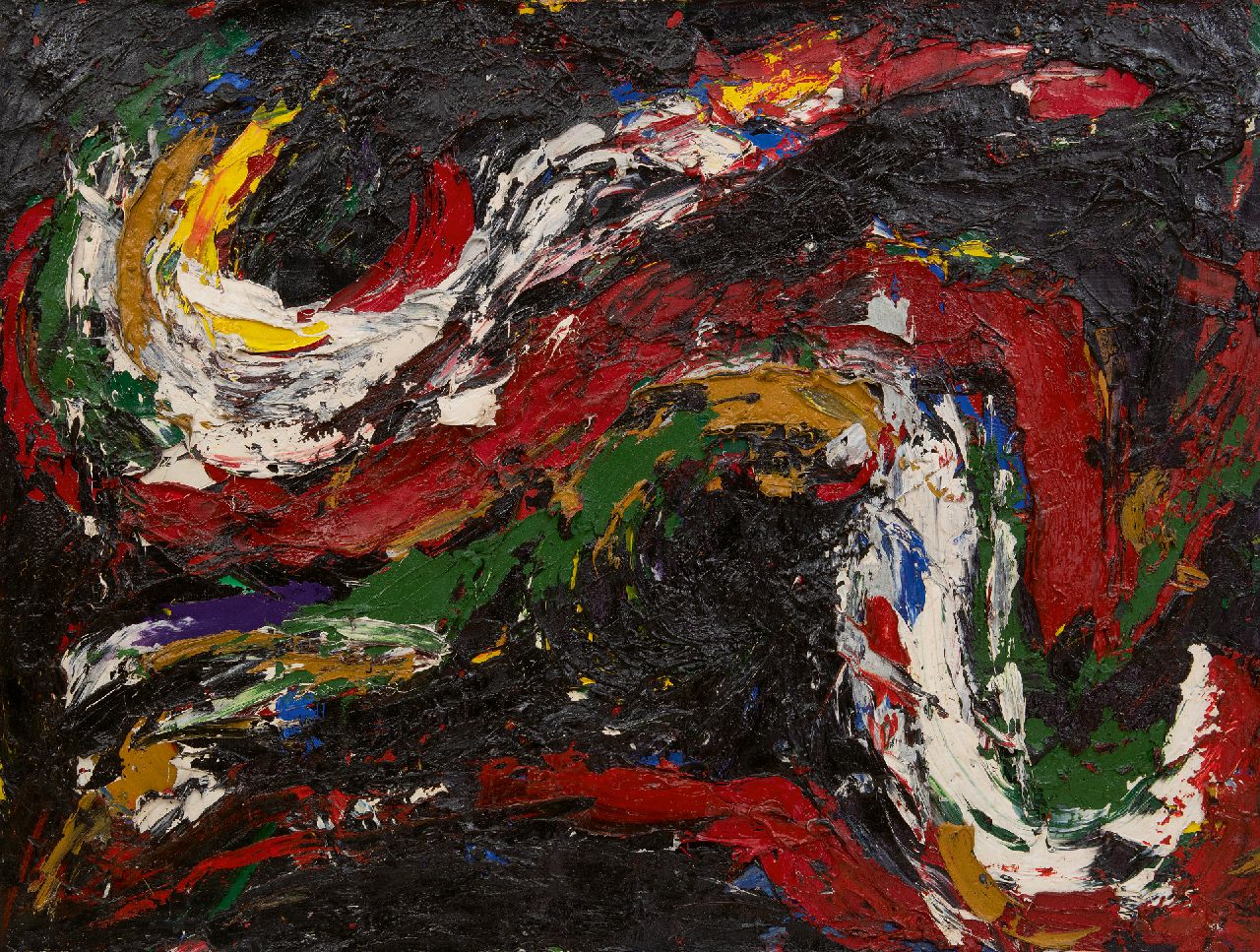 Romijn G.A.M.  | Gustavus Adrianus Maria 'Gust' Romijn | Schilderijen te koop aangeboden | Komposition, olieverf op doek 60,5 x 79,8 cm, gesigneerd verso en verso gedateerd '58