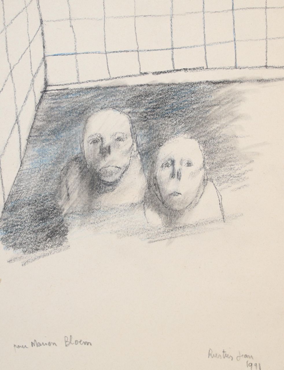 Rustin J.  | Jean Rustin | Aquarellen en tekeningen te koop aangeboden | Oudjes in het zwembad   VERMIST !!!, gemengde techniek op papier