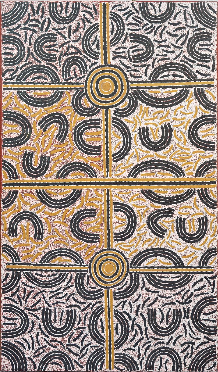 Mpetyane L.B. | Lindsay Bird Mpetyane | Schilderijen te koop aangeboden | Ahakeye (Bush Plum) Dreaming, acryl op doek 210,0 x 120,0 cm, apr 07 Mpetyane L.B. | Lindsay Bird Mpetyane | Schilderijen te koop aangeboden | Ahakeye (Bush Plum) Dreaming, acryl op doek 210,0 x 120,0 cm, apr 07