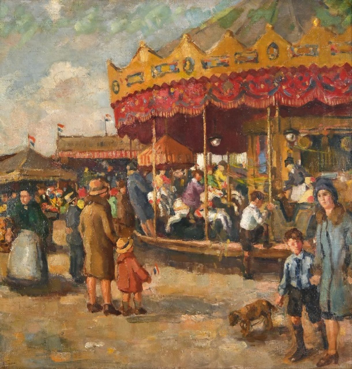 Abraham Fresco | Funfair, olieverf op doek, 65,5 x 63,5 cm, gesigneerd l.o. Abraham Fresco | Funfair, olieverf op doek, 65,5 x 63,5 cm, gesigneerd l.o.