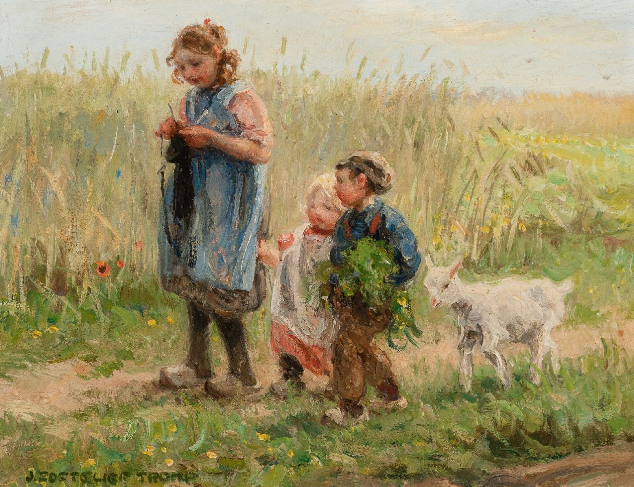 Zoetelief Tromp J. | Johannes 'Jan' Zoetelief Tromp | Schilderijen te koop aangeboden | Huiswaarts door het korenveld, olieverf op paneel 24,4 x 32,4 cm, gesigneerd linksonder Zoetelief Tromp J. | Johannes 'Jan' Zoetelief Tromp | Schilderijen te koop aangeboden | Huiswaarts door het korenveld, olieverf op paneel 24,4 x 32,4 cm, gesigneerd linksonder