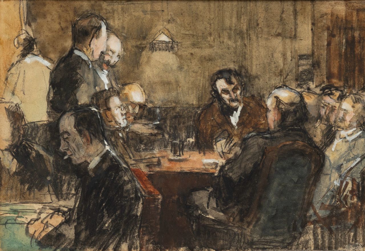 Arntzenius P.F.N.J. | Pieter Florentius Nicolaas Jacobus 'Floris' Arntzenius | te koop aangeboden | Avondje met vrienden in Pulchri Studio, Den Haag, aquarel en potlood op papier 16,0 x 23,0 cm Arntzenius P.F.N.J. | Pieter Florentius Nicolaas Jacobus 'Floris' Arntzenius | te koop aangeboden | Avondje met vrienden in Pulchri Studio, Den Haag, aquarel en potlood op papier 16,0 x 23,0 cm