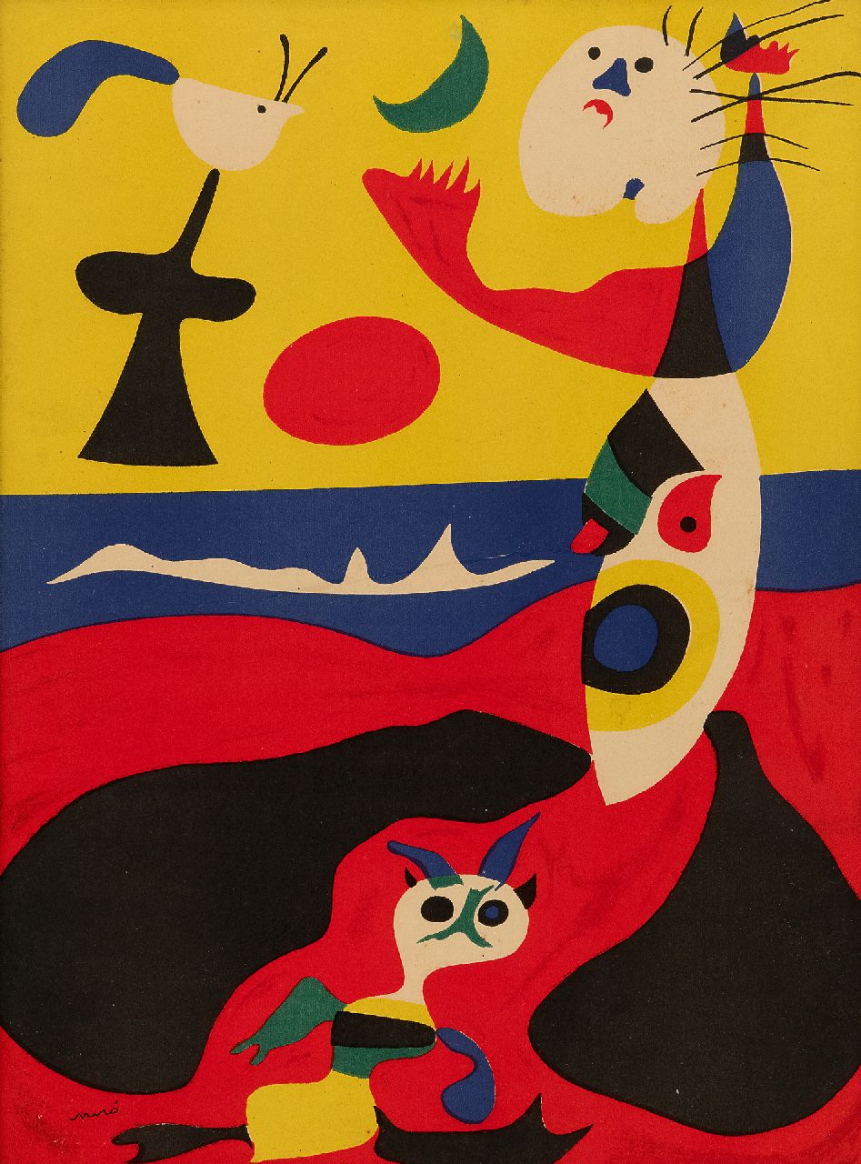 Joan Miró | L'été (Illustratie uit het Franse kunsttijdschrift Verve, 3, 1938), pochoir op paper, 35,6 x 26,2 cm, gesigneerd l.o. (in de steen) en verso gedateerd 'Mars' 1938