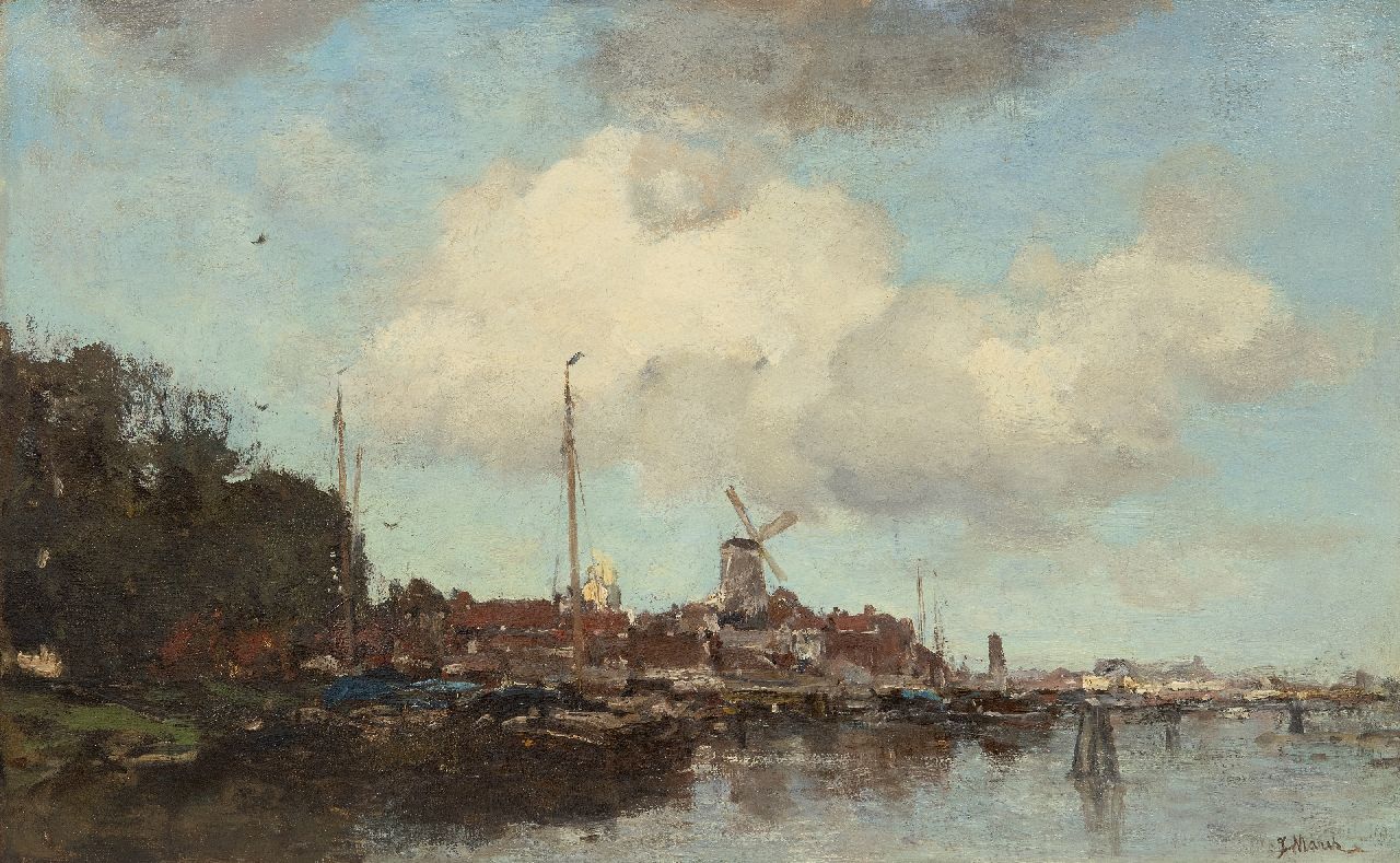 Maris J.H. | Jacobus Hendricus 'Jacob' Maris | Schilderijen te koop aangeboden | Stad aan het water, olieverf op doek 47,1 x 75,6 cm, gesigneerd rechtsonder en te dateren ca. 1875 Maris J.H. | Jacobus Hendricus 'Jacob' Maris | Schilderijen te koop aangeboden | Stad aan het water, olieverf op doek 47,1 x 75,6 cm, gesigneerd rechtsonder en te dateren ca. 1875