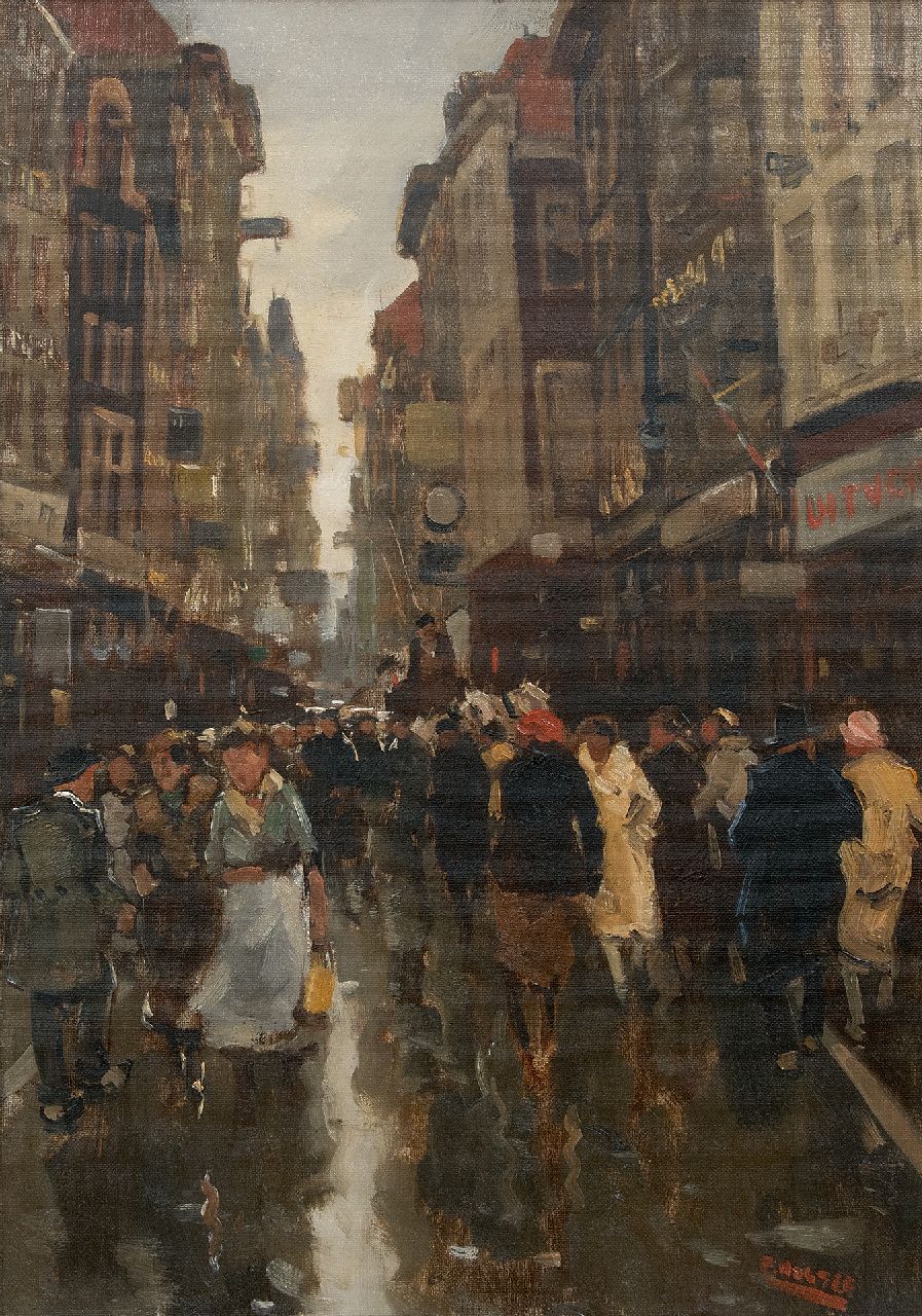 Noltee B.C. | Bernardus Cornelis 'Cor' Noltee | Schilderijen te koop aangeboden | Drukbevolkte winkelstraat/Spuistraat, Den Haag, olieverf op doek 49,7 x 33,7 cm, gesigneerd rechtsonder Noltee B.C. | Bernardus Cornelis 'Cor' Noltee | Schilderijen te koop aangeboden | Drukbevolkte winkelstraat/Spuistraat, Den Haag, olieverf op doek 49,7 x 33,7 cm, gesigneerd rechtsonder