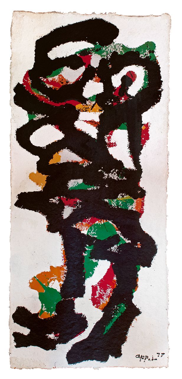 Appel C.K.  | Christiaan 'Karel' Appel | Schilderijen te koop aangeboden | Drac, acryl op papier 176,5 x 76,7 cm, gesigneerd rechtsonder en gedateerd '77