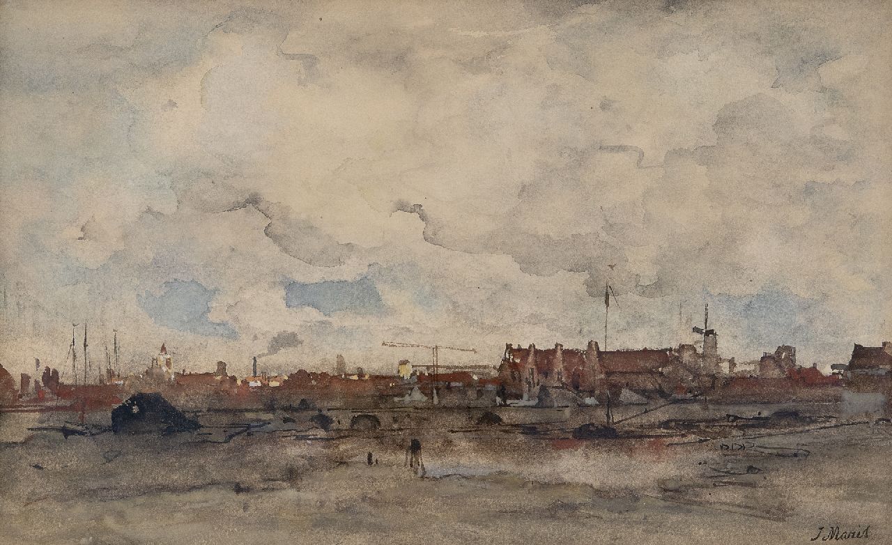 Maris J.H. | Jacobus Hendricus 'Jacob' Maris | Aquarellen en tekeningen te koop aangeboden | Gezicht op Amsterdam (vermoedelijk), aquarel op papier 21,0 x 34,0 cm, gesigneerd rechtsonder Maris J.H. | Jacobus Hendricus 'Jacob' Maris | Aquarellen en tekeningen te koop aangeboden | Gezicht op Amsterdam (vermoedelijk), aquarel op papier 21,0 x 34,0 cm, gesigneerd rechtsonder