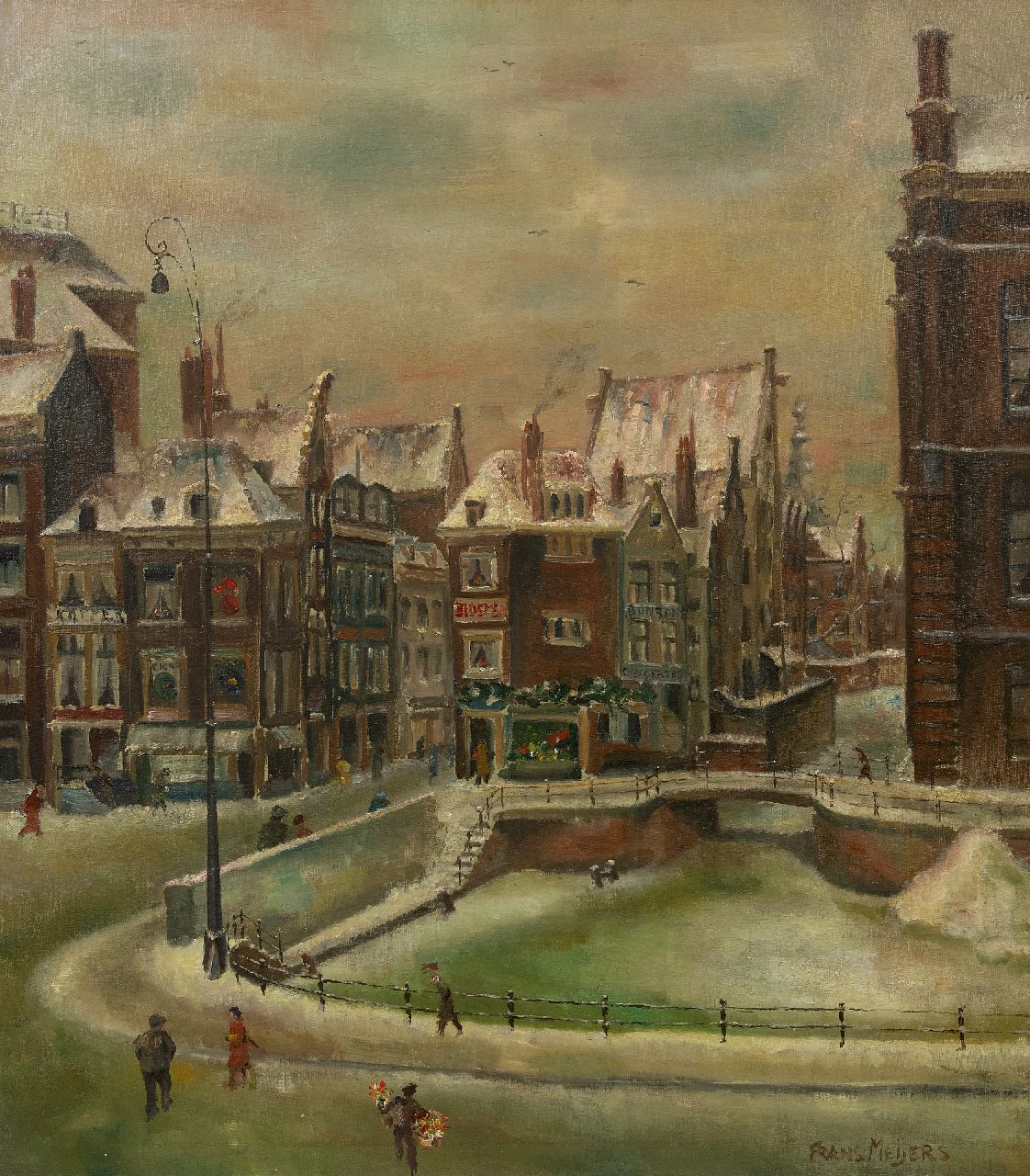 Meijers F. | Frans Meijers, Het Rokin in de sneeuw, Amsterdam, olieverf op doek 80,1 x 70,3 cm, gesigneerd rechtsonder Meijers F. | Frans Meijers, Het Rokin in de sneeuw, Amsterdam, olieverf op doek 80,1 x 70,3 cm, gesigneerd rechtsonder