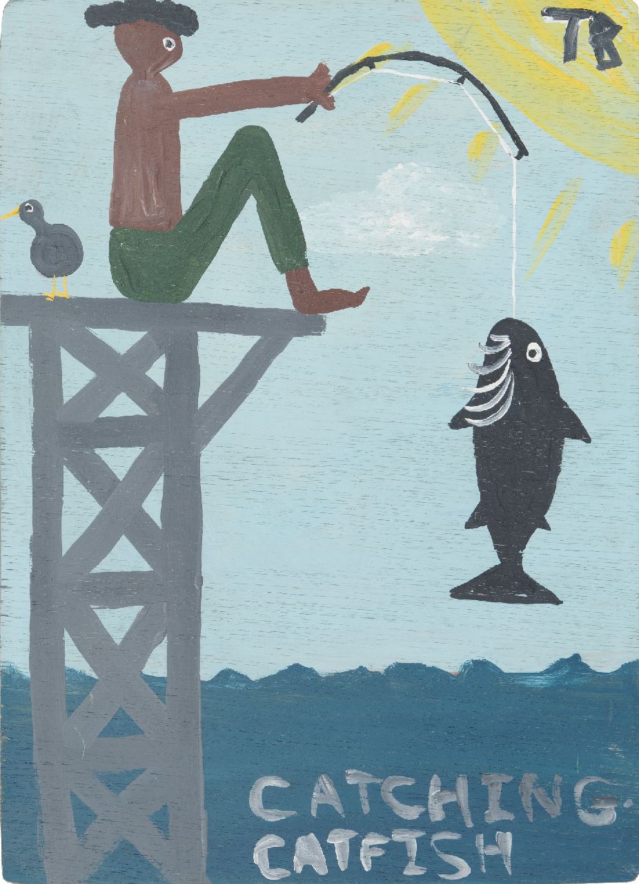 Brown T.  | Timothy 'Tim' Brown | Schilderijen te koop aangeboden | Catching Catfish, acryl op hechthout 52,5 x 38,0 cm, gesigneerd rechtsboven met ini en ca 1995